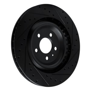 Porsche Macan Brake Rotor (1) - Rear Right - R1 Concepts - Drilled & Slotted - Black - `15-`18